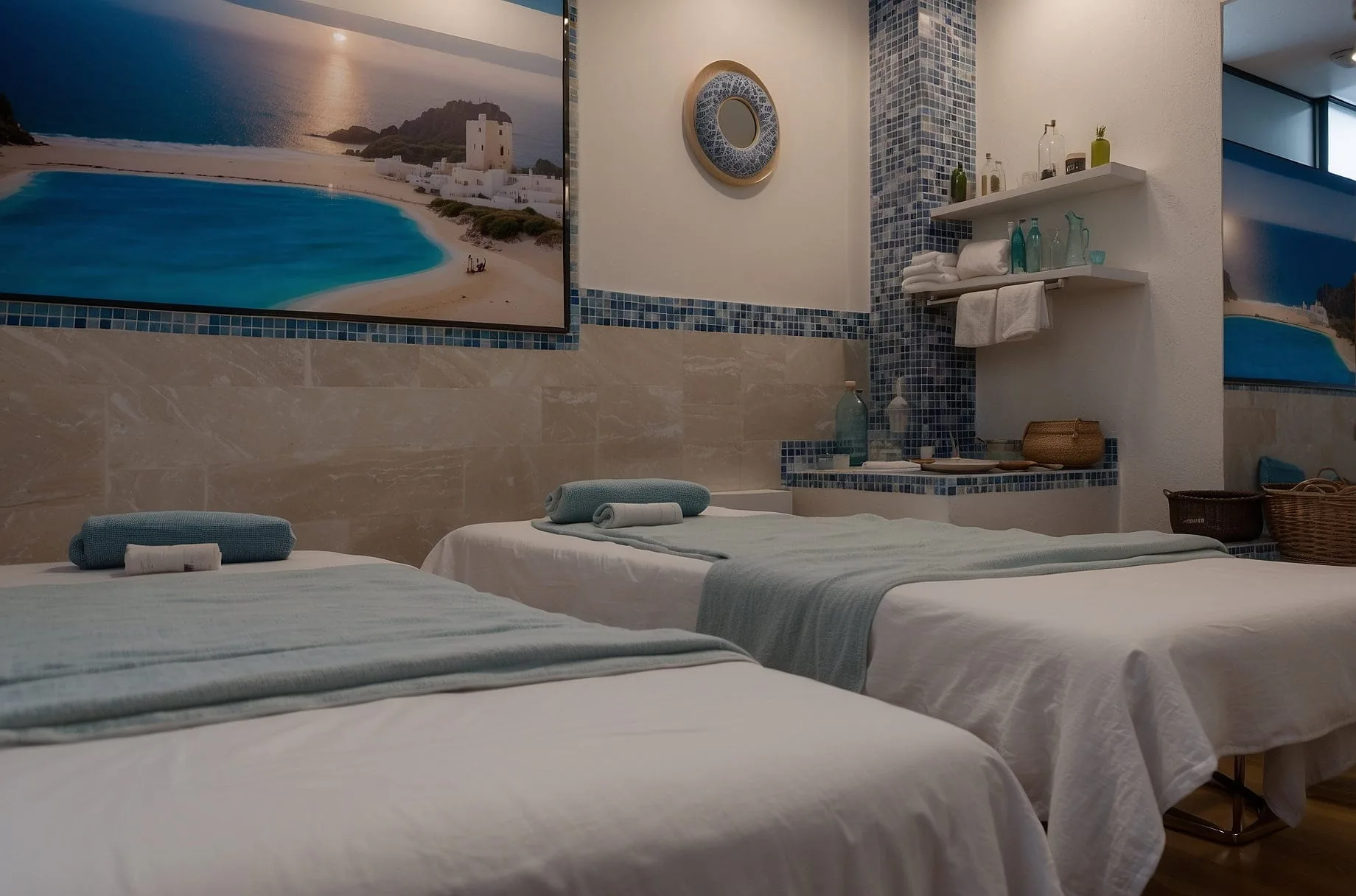 Greek Santorini Couples Massage Suite with Private Shower in Tijuana - Masaje Milagroso
